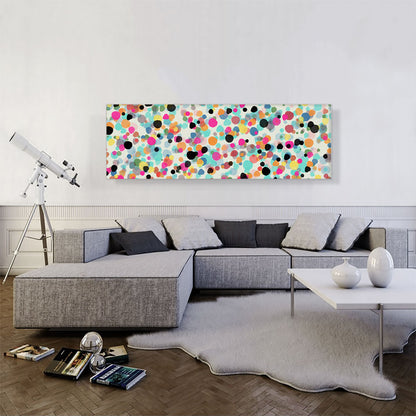 Pink Teal Yellow Black Spots Panoramic
