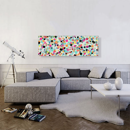 Pink Teal Yellow Black Spots Panoramic