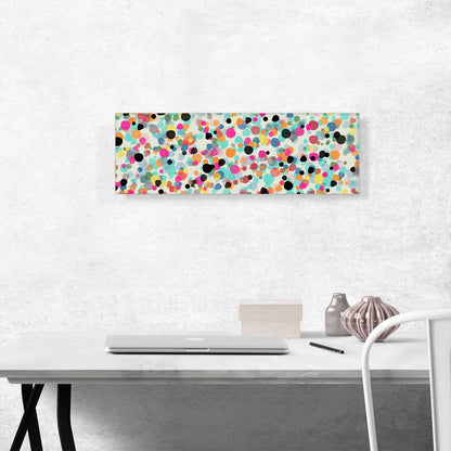 Pink Teal Yellow Black Spots Panoramic