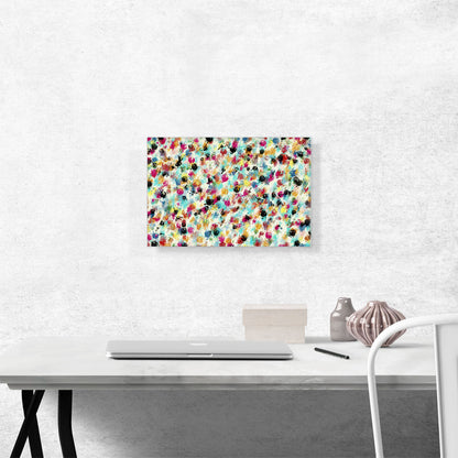 Pink Teal Yellow Black Spots Rectangle