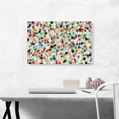 Pink Teal Yellow Black Spots Rectangle