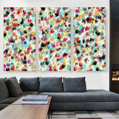 Pink Teal Yellow Black Spots Rectangle