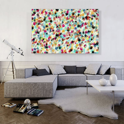 Pink Teal Yellow Black Spots Rectangle