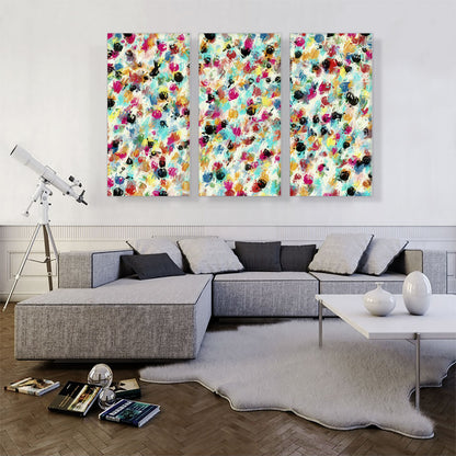 Pink Teal Yellow Black Spots Rectangle