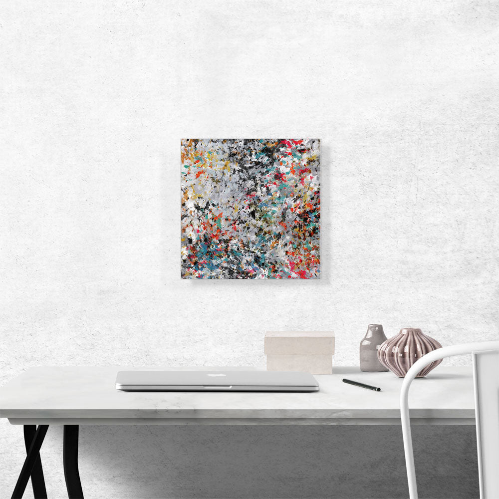 Black Gray Teal Orange Splatter Square
