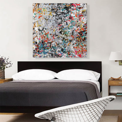 Black Gray Teal Orange Splatter Square