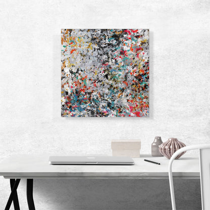 Black Gray Teal Orange Splatter Square