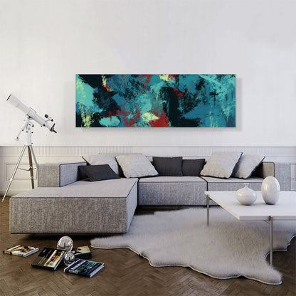 Teal Black Maroon Gray Modern Panoramic