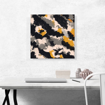 Yellow Black Tan Camouflage Pattern Square