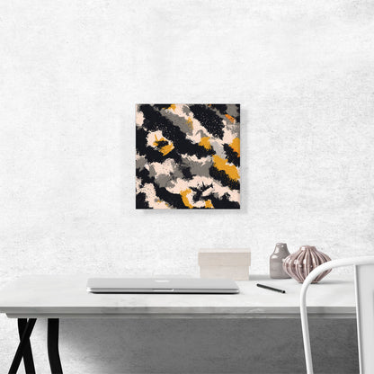 Yellow Black Tan Camouflage Pattern Square