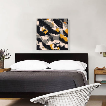 Yellow Black Tan Camouflage Pattern Square