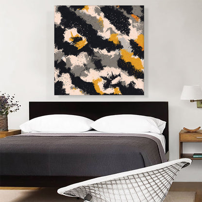 Yellow Black Tan Camouflage Pattern Square