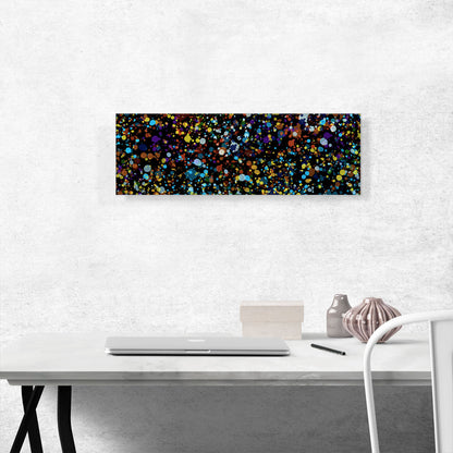 Yellow Brown Blue Dots on Black Panoramic