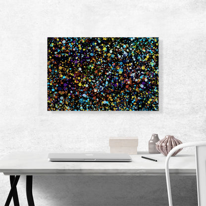 Yellow Brown Blue Dots on Black Rectangle