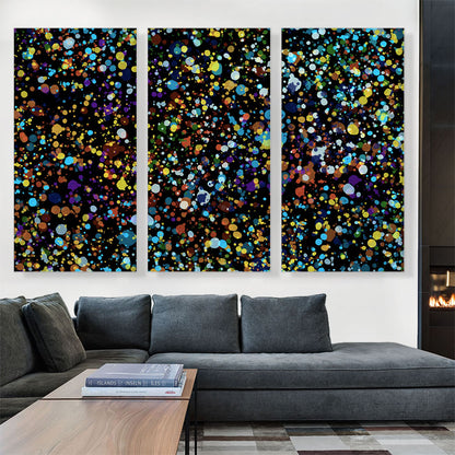 Yellow Brown Blue Dots on Black Rectangle