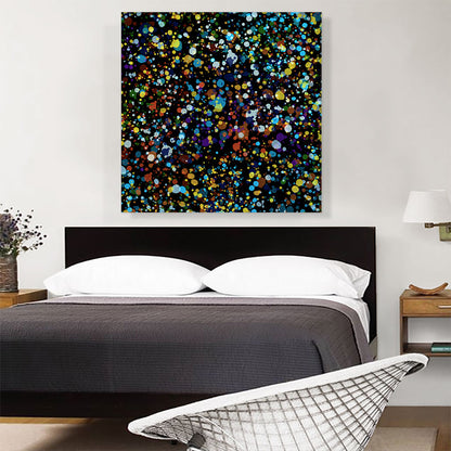 Yellow Brown Blue Dots on Black Square