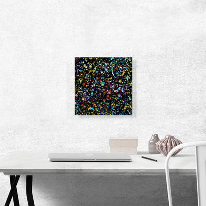 Yellow Brown Blue Dots on Black Square