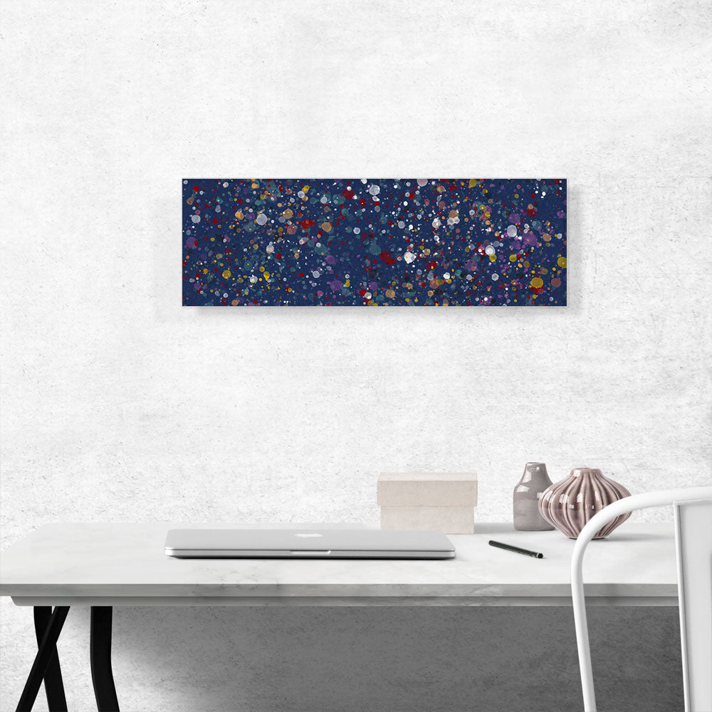 Yellow Red White Spots Navy Blue Panoramic