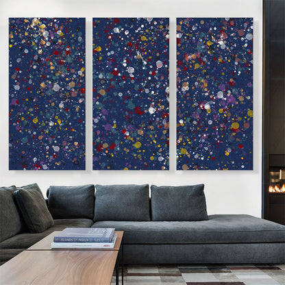 Yellow Red White Spots Navy Blue Rectangle