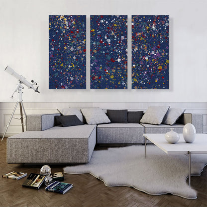 Yellow Red White Spots Navy Blue Rectangle