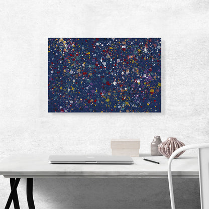 Yellow Red White Spots Navy Blue Rectangle
