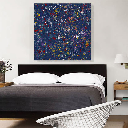 Yellow Red White Spots Navy Blue Square