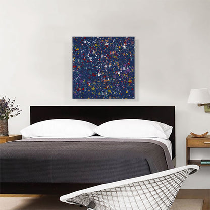Yellow Red White Spots Navy Blue Square