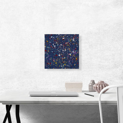 Yellow Red White Spots Navy Blue Square