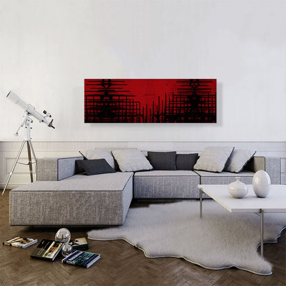 Black Lines on Red Modern Panoramic
