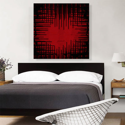 Black Lines on Red Modern Square
