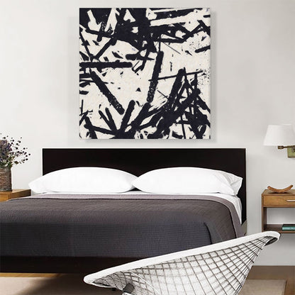 Black Lines on White Modern Square