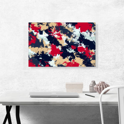 Cherry Tan Dark Blue Camouflage Pattern Rectangle