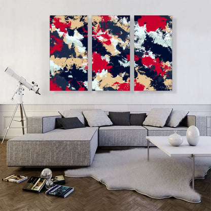 Cherry Tan Dark Blue Camouflage Pattern Rectangle
