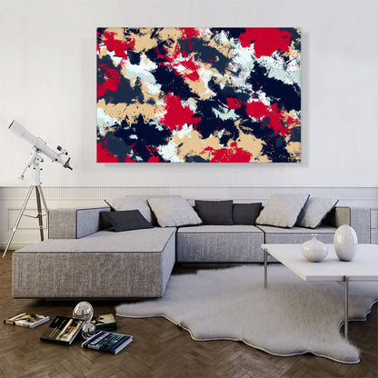 Cherry Tan Dark Blue Camouflage Pattern Rectangle