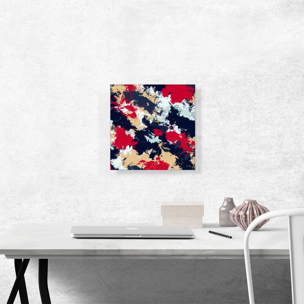 Cherry Tan Dark Blue Camouflage Pattern Square