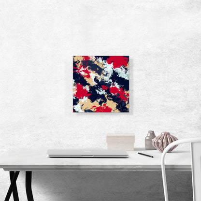Cherry Tan Dark Blue Camouflage Pattern Square