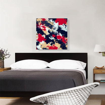 Cherry Tan Dark Blue Camouflage Pattern Square