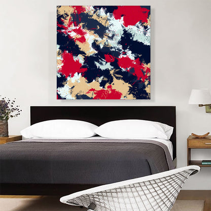 Cherry Tan Dark Blue Camouflage Pattern Square