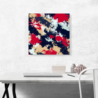Cherry Tan Dark Blue Camouflage Pattern Square