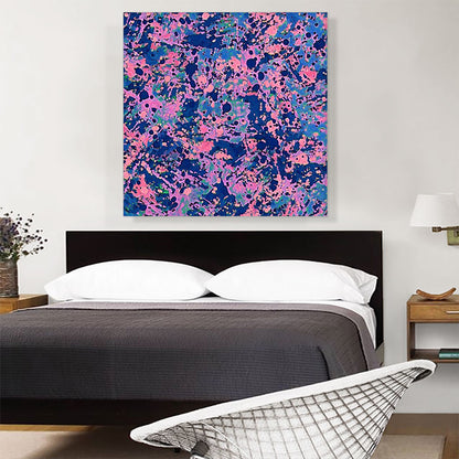 Navy Blue Pink Paint Splatter Modern