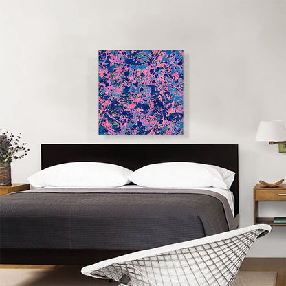 Navy Blue Pink Paint Splatter Modern