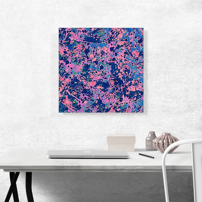 Navy Blue Pink Paint Splatter Modern