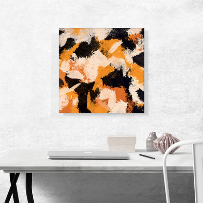Orange Black Tan Camouflage Pattern Square
