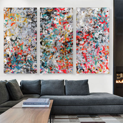Black Gray Teal Orange Splatter Rectangle