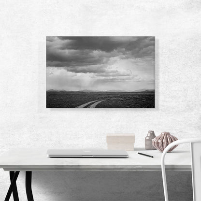 Roadway and Clouded Sky Near Grand Teton National Park - Wyoming