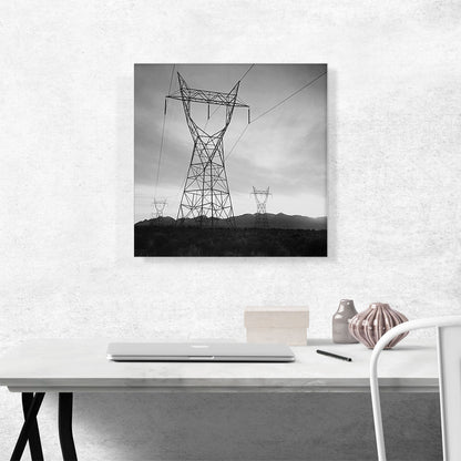 Transmission Lines in Mojave Desert Leading from Boulder Dam