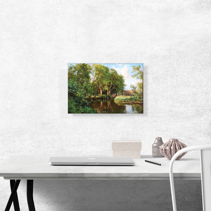 Forest Scenery With a House By a Stream