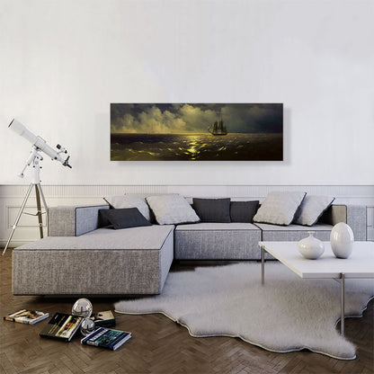 Sailing Ship in Moonlight Panoramic