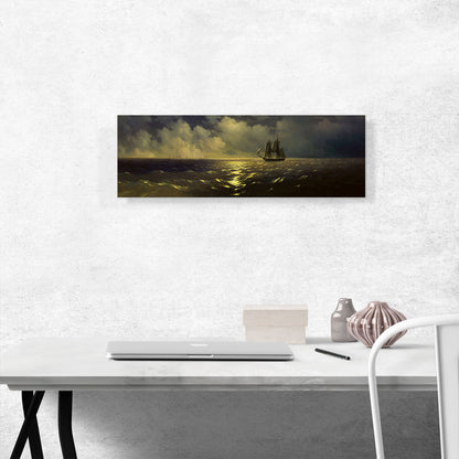 Sailing Ship in Moonlight Panoramic