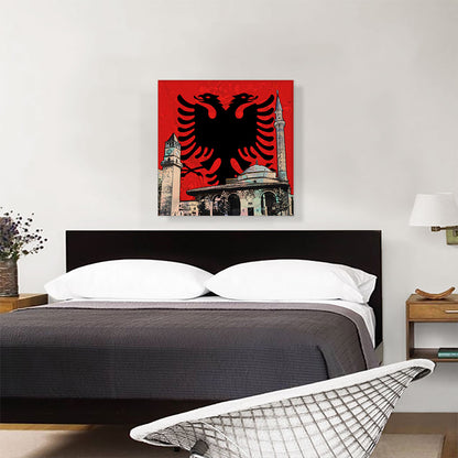 Et'hem Bey Mosque Clock Tower with Albanian Two-Headed Eagle Crest